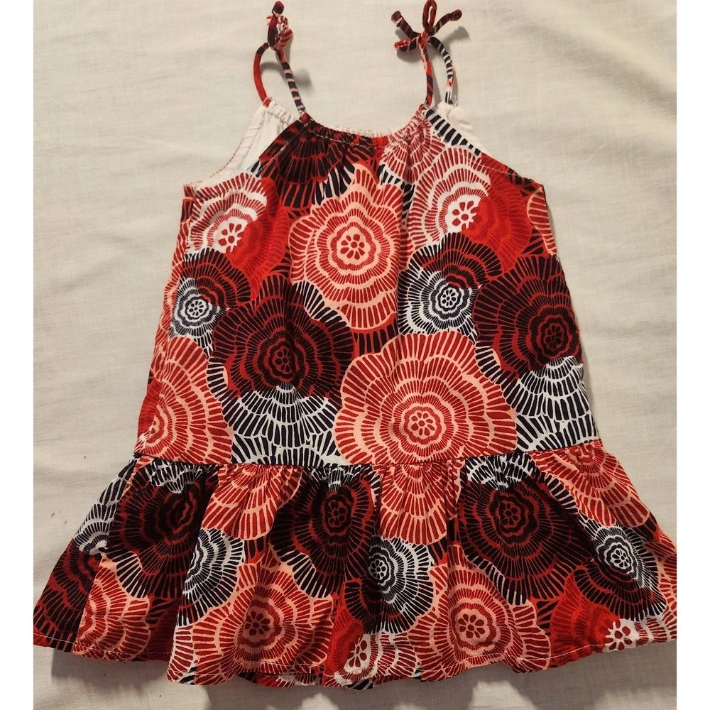 Old Navy Girls 18-24 Months Dress Red Blue Sleeveless Sun Dress Floral Patriotic
